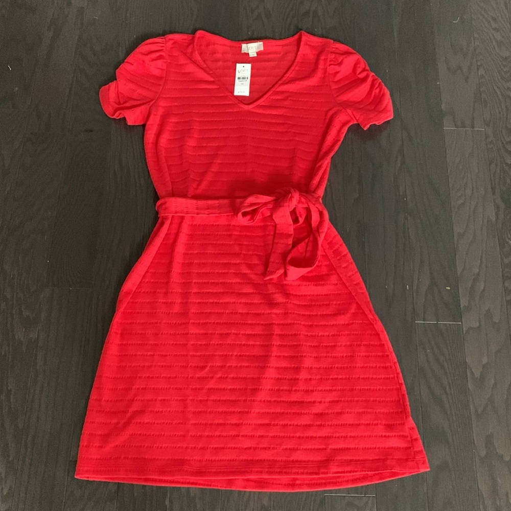 Loft Outlet Rouched Short Sleeved Belted Dress
